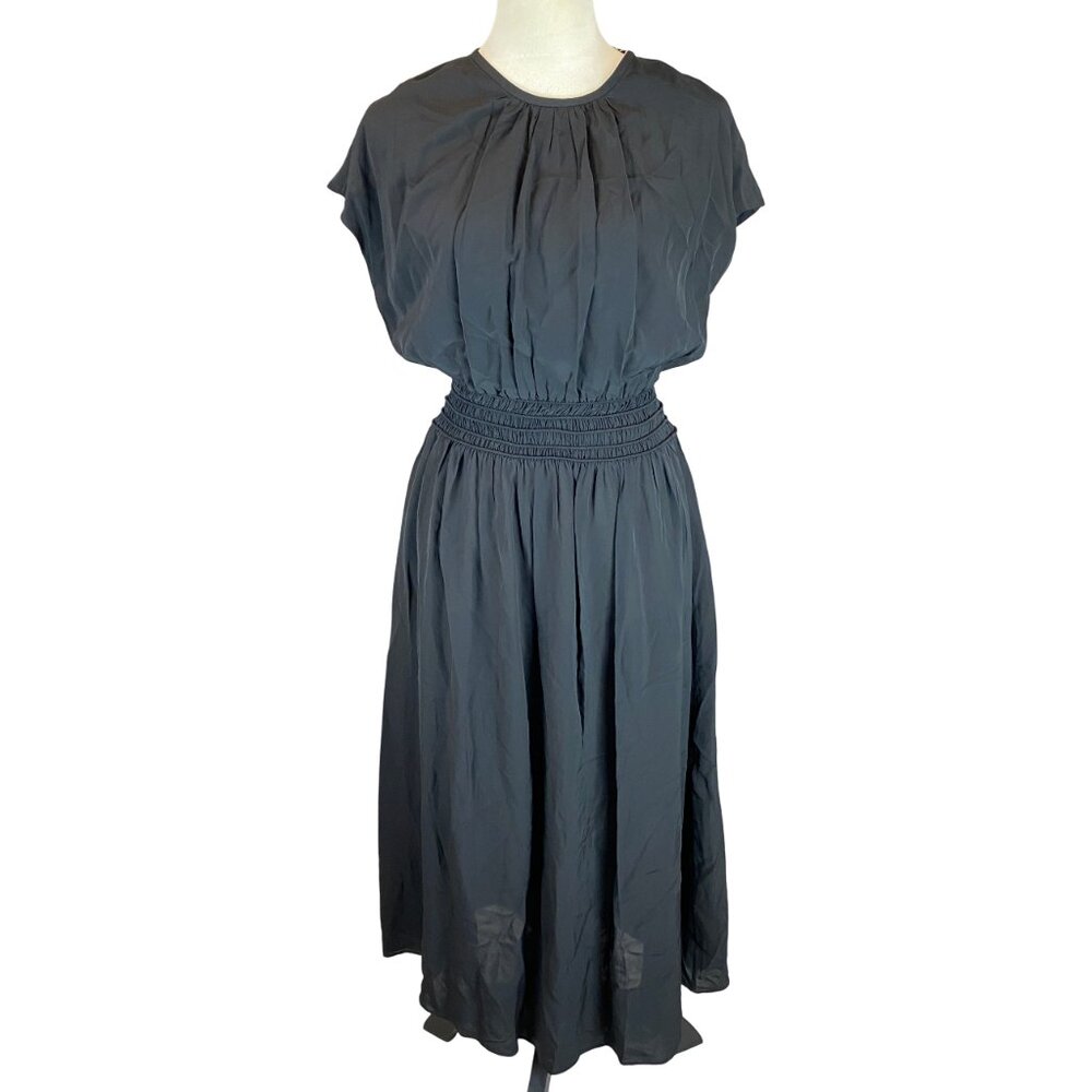 NWT Everlane The Gathered Midi Black Dress‎ Womens Size XS